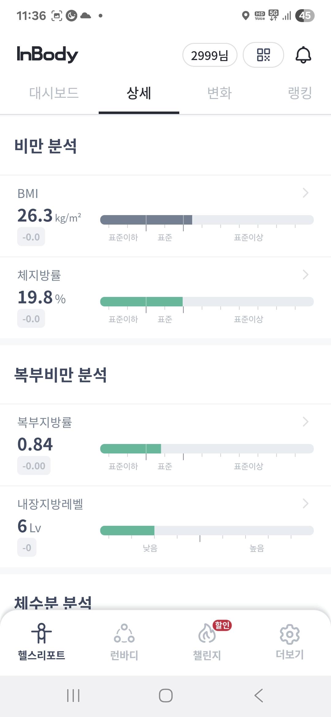 헬스 한달반 했어요 이제 체지방 10%갑니다 (2)