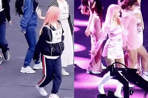 사나 리허설과 무대 비교.gif