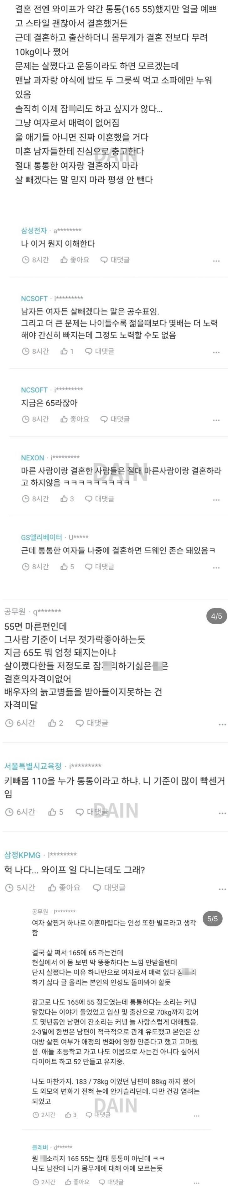"통통녀랑 결혼하지마라"이러고들 있다..
