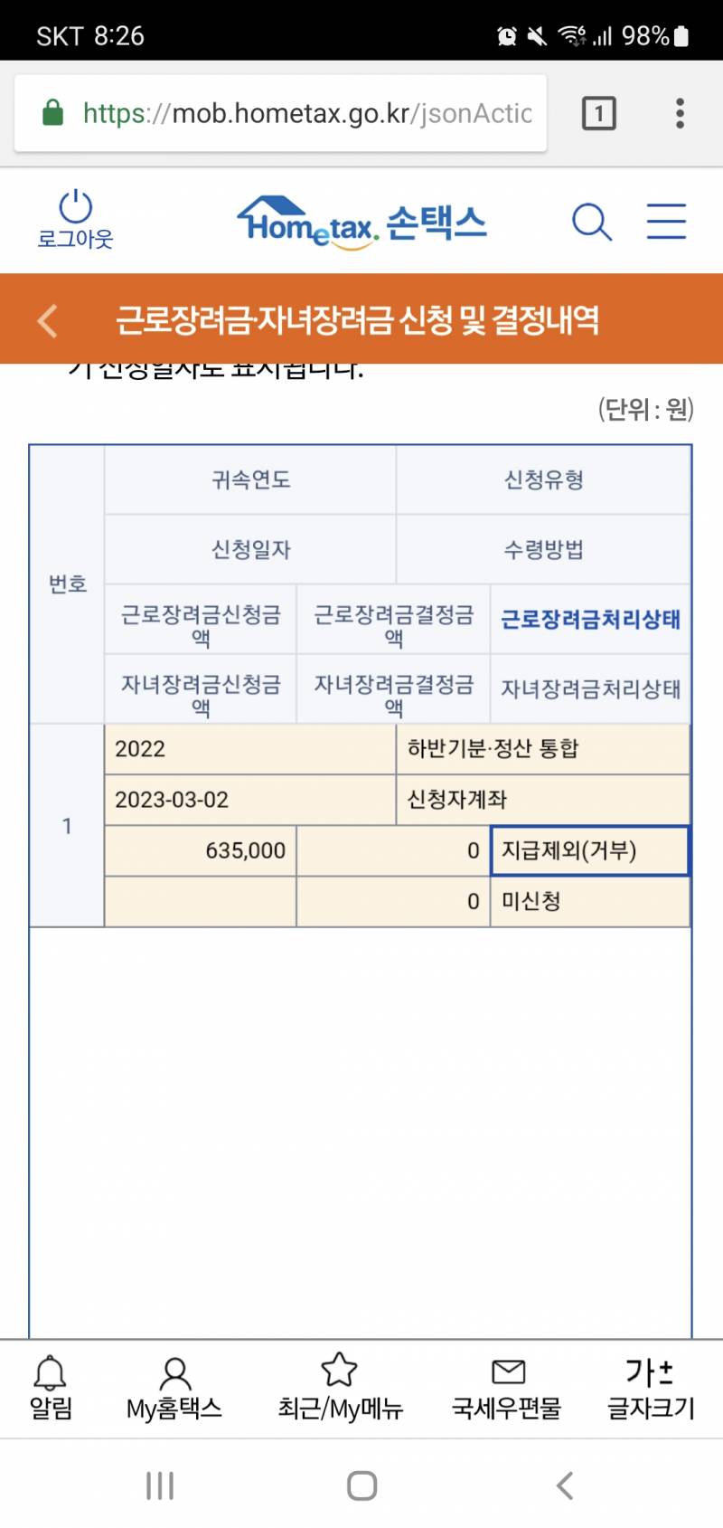 나 이렇게 뜨면 근로장려금 못 받는거야...? | 인스티즈