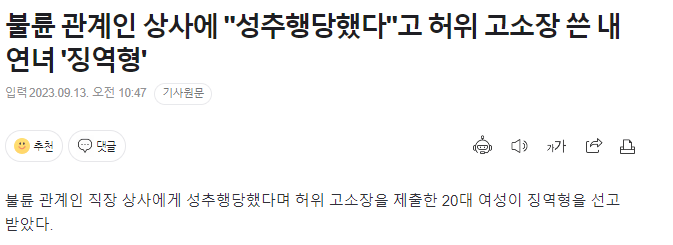 허위1.png 오늘 뉴스) 20대 성추행 무고녀 징역형