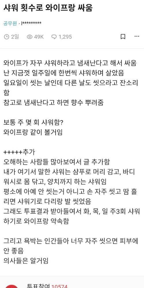 5d85cc4edab2ce9d8568d309e9a343f83a0c79c9.jpeg.jpg 샤워 횟수로 와이프랑 싸움