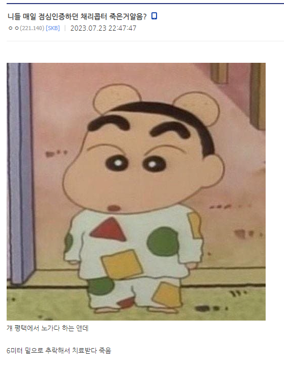 image.png 매일 점심밥인증하고 죽고싶다던 디시인 사망..... JPG