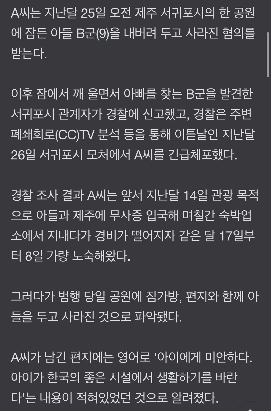 IMG_2331.jpeg \'관광 입국\' 중국인, 9살 아들 버려…"좋은 시설서 지내길"