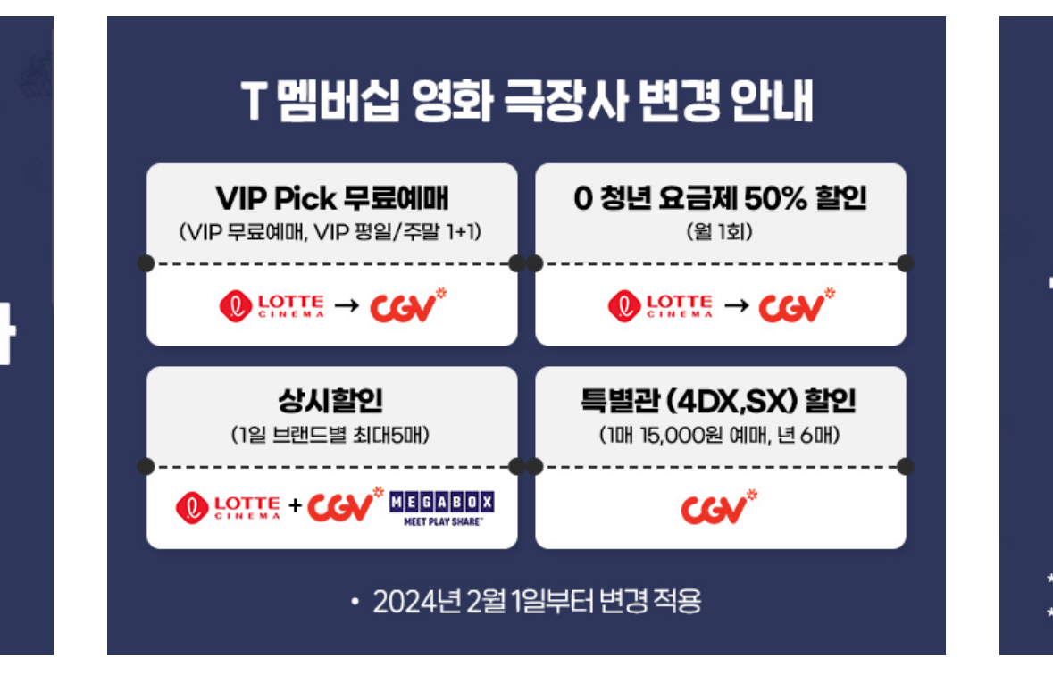image.png SKT T멤버십 영화관 혜택 롯데시네마 -> CGV 변경