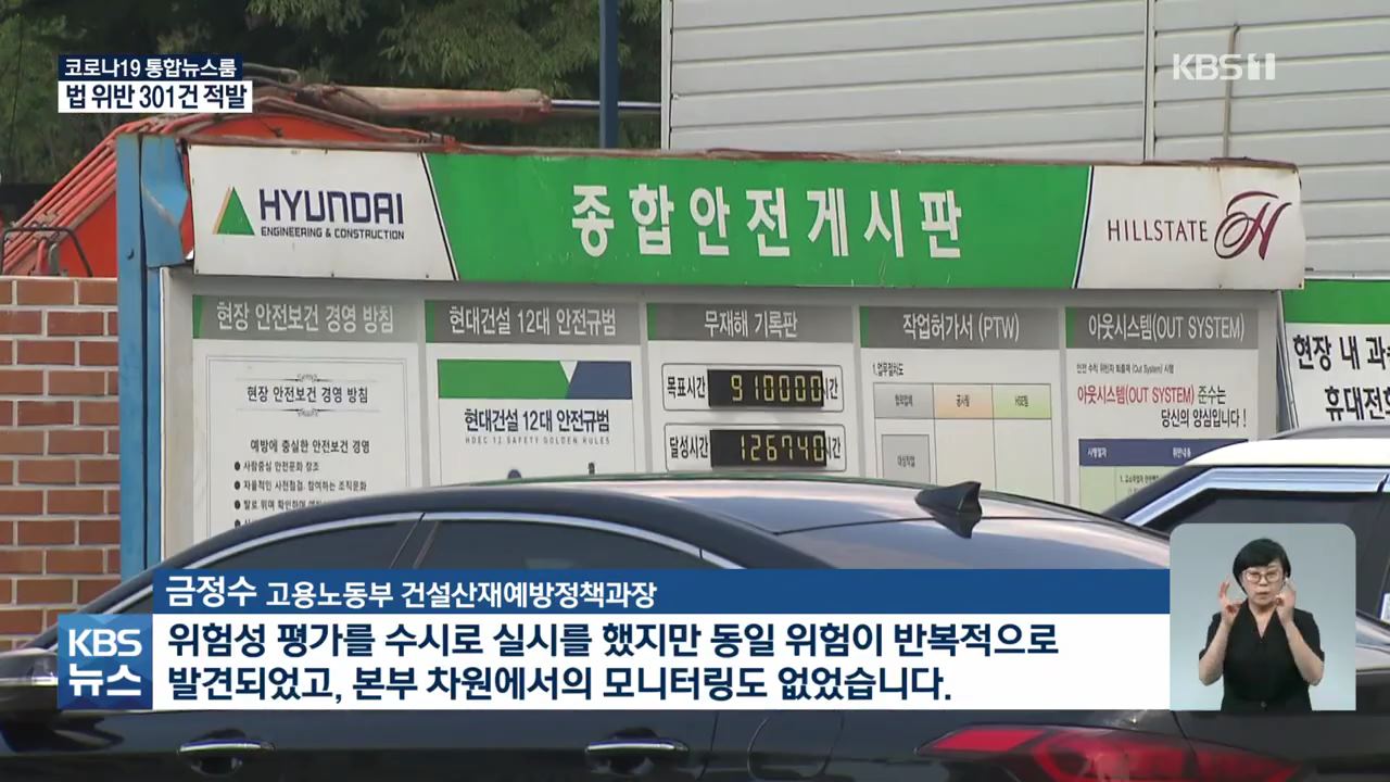 올해 사망사고 3건 ‘현대건설’…법 위반 301건 적발 - 꾸르