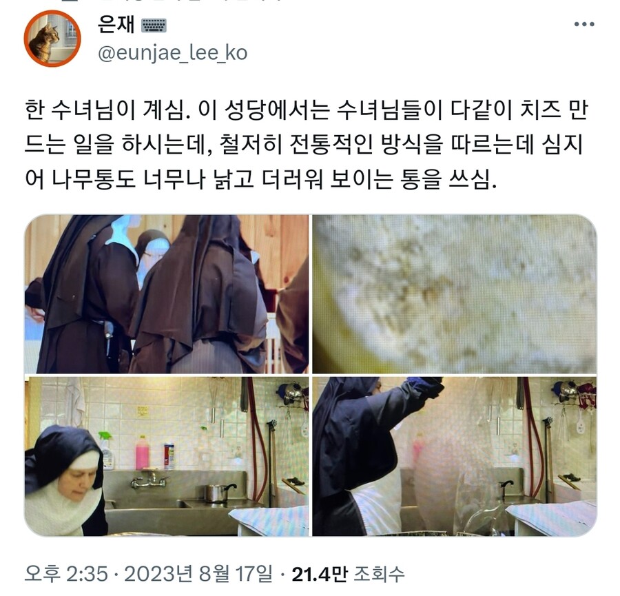 img/23/08/18/18a06c0496d5122de.jpg 낡고 더러운 나무통으로 치즈를 만들다가 정부에게 제지당한 수녀님 ㄷㄷ..JPG