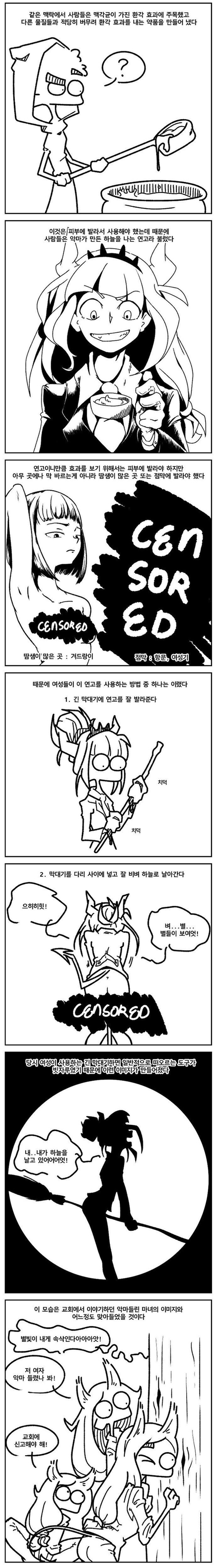 마녀가 빗자루를 타고 다니게 된 이유를 알려주는.manwha - 꾸르