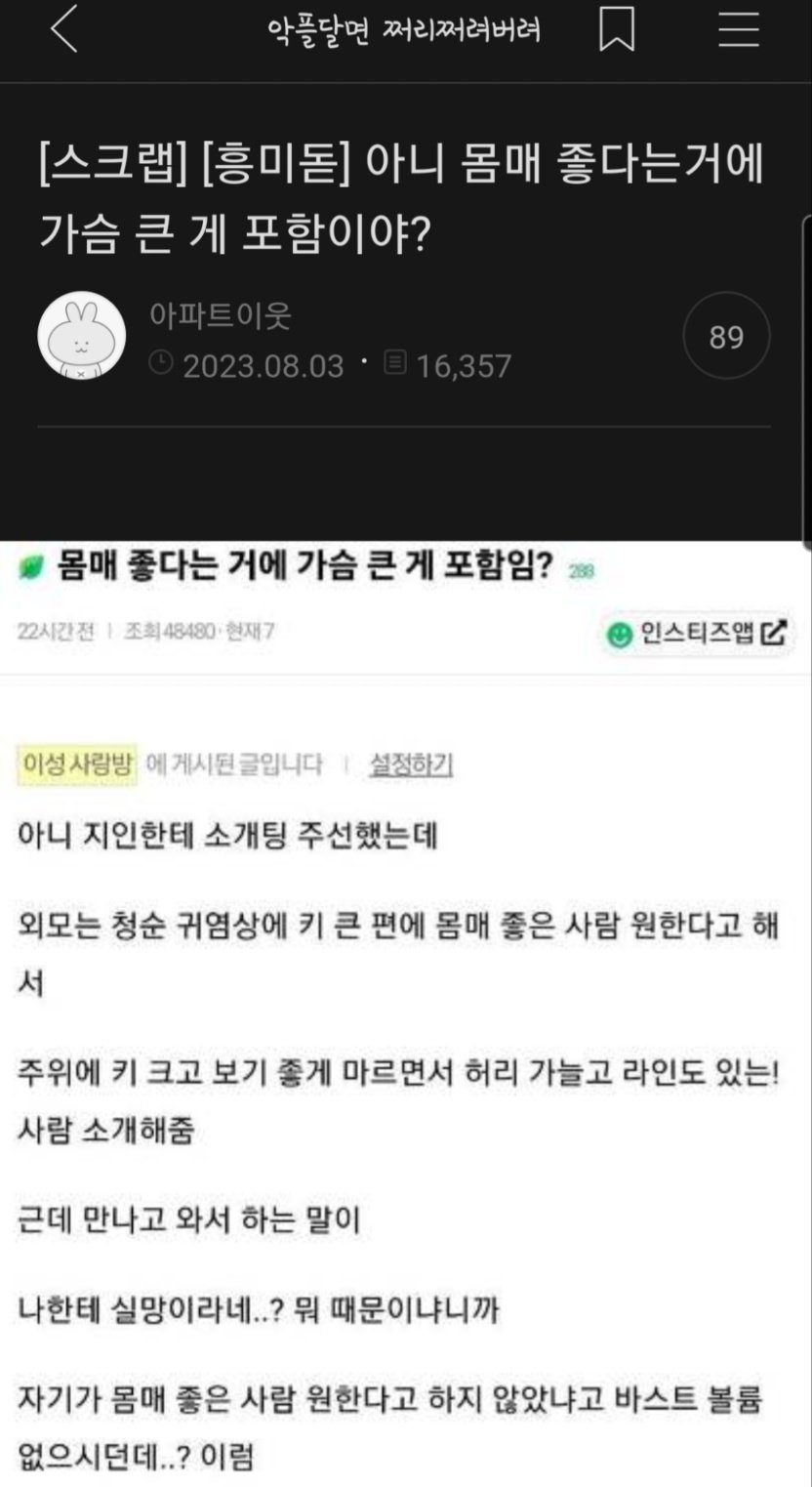 IMG_3588.jpeg 몸매 좋다는 거에 왜 가슴 큰 게 포함이냐는 여시들.jpg