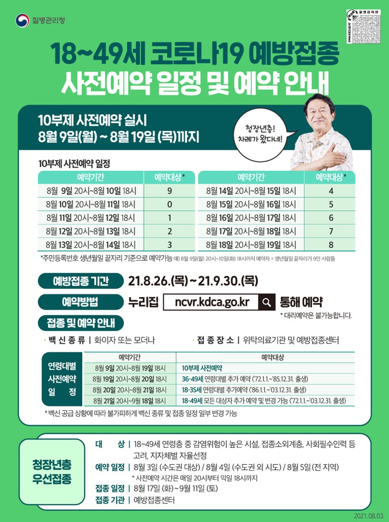 18~49세 코로나 예방접종 사전예약 - 꾸르