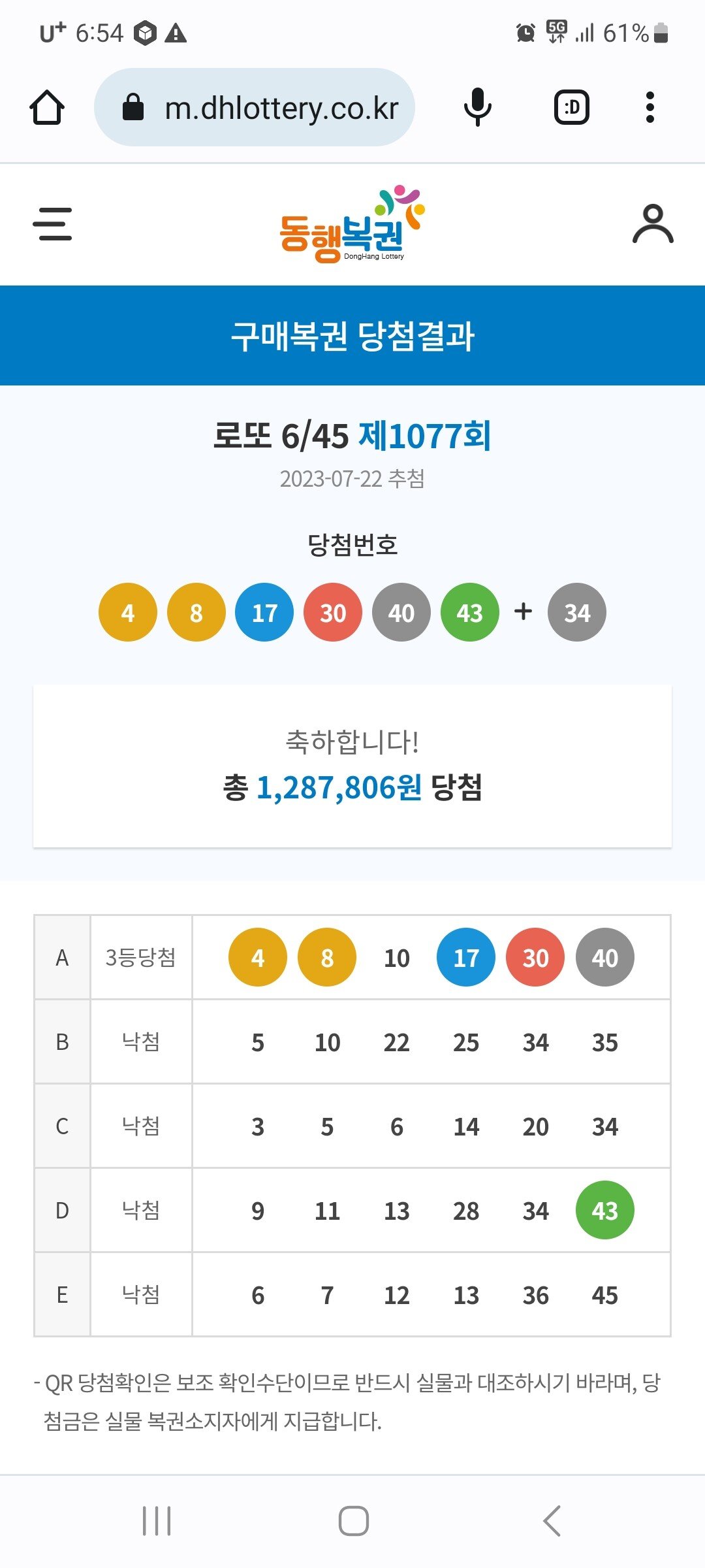 Screenshot_20230725_065417_Chrome.jpg 로또 됨. Feat. 43