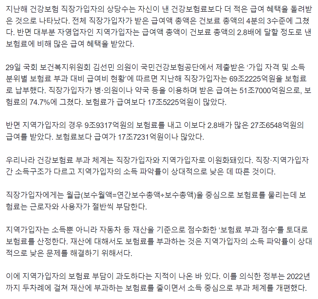 image.png "건보료 내가 더 냈는데 왜…" 직장인들 또 \'날벼락\' 맞았다