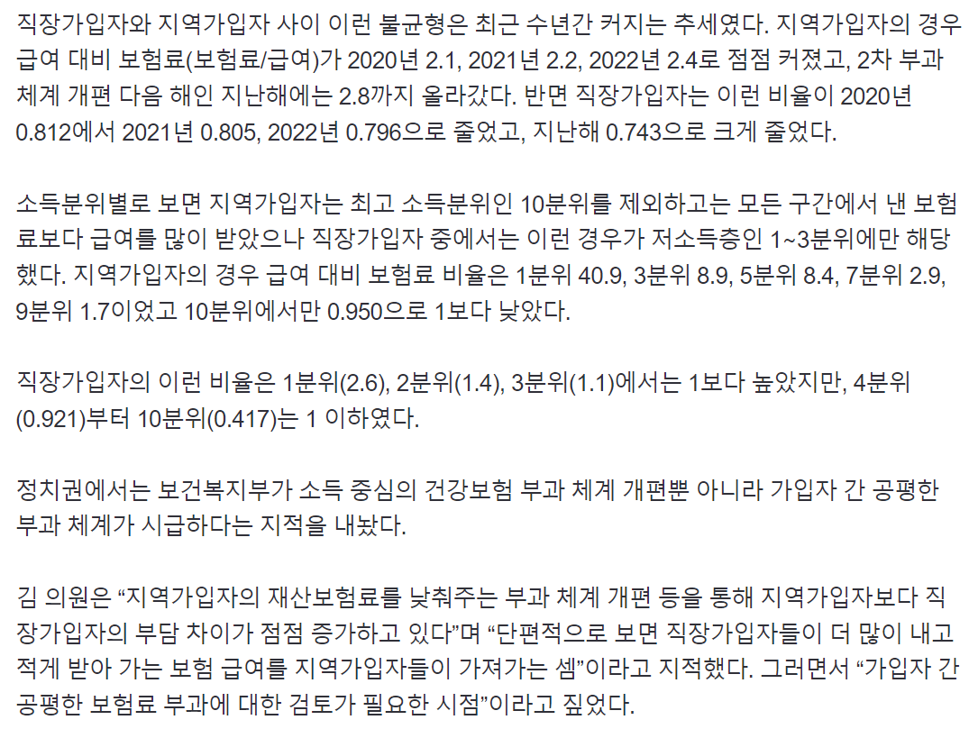 image.png "건보료 내가 더 냈는데 왜…" 직장인들 또 \'날벼락\' 맞았다