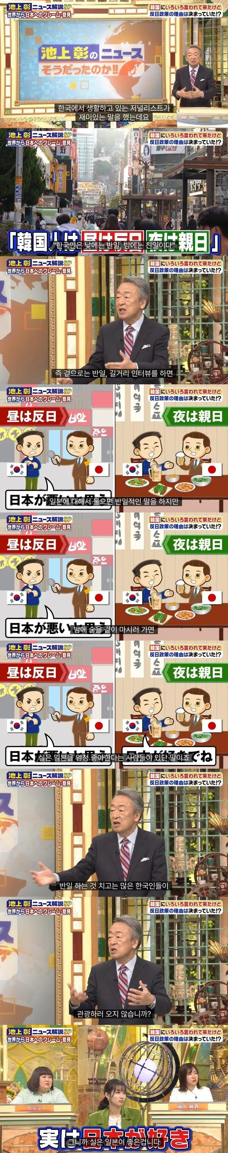 일본 방송 "한국인은 밤에는 친일"