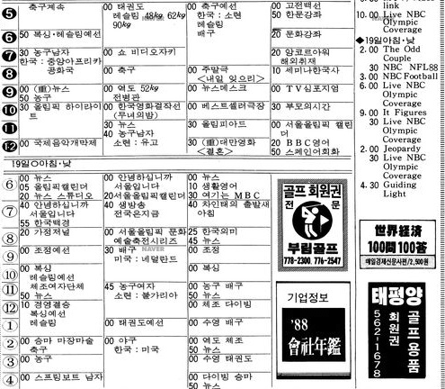 스크린샷 2021-07-23 오후 5.16.29.png 88년 서울 올림픽 개막식 날 텔레비전 편성표