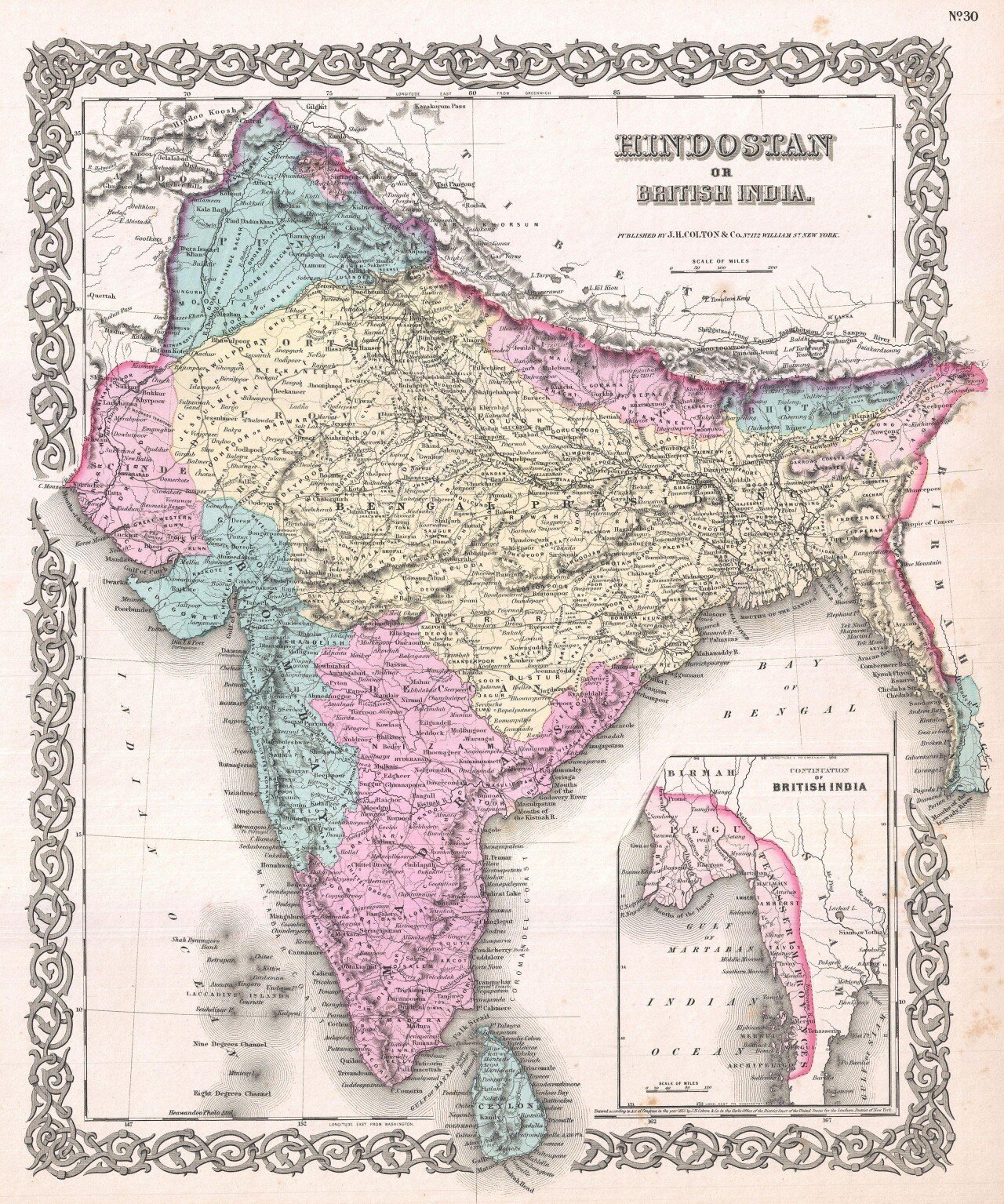 Colton Map of India (1855).jpg 대동여지도(1861)가 나오던 시기의 영국의 지도는 어땠을까?