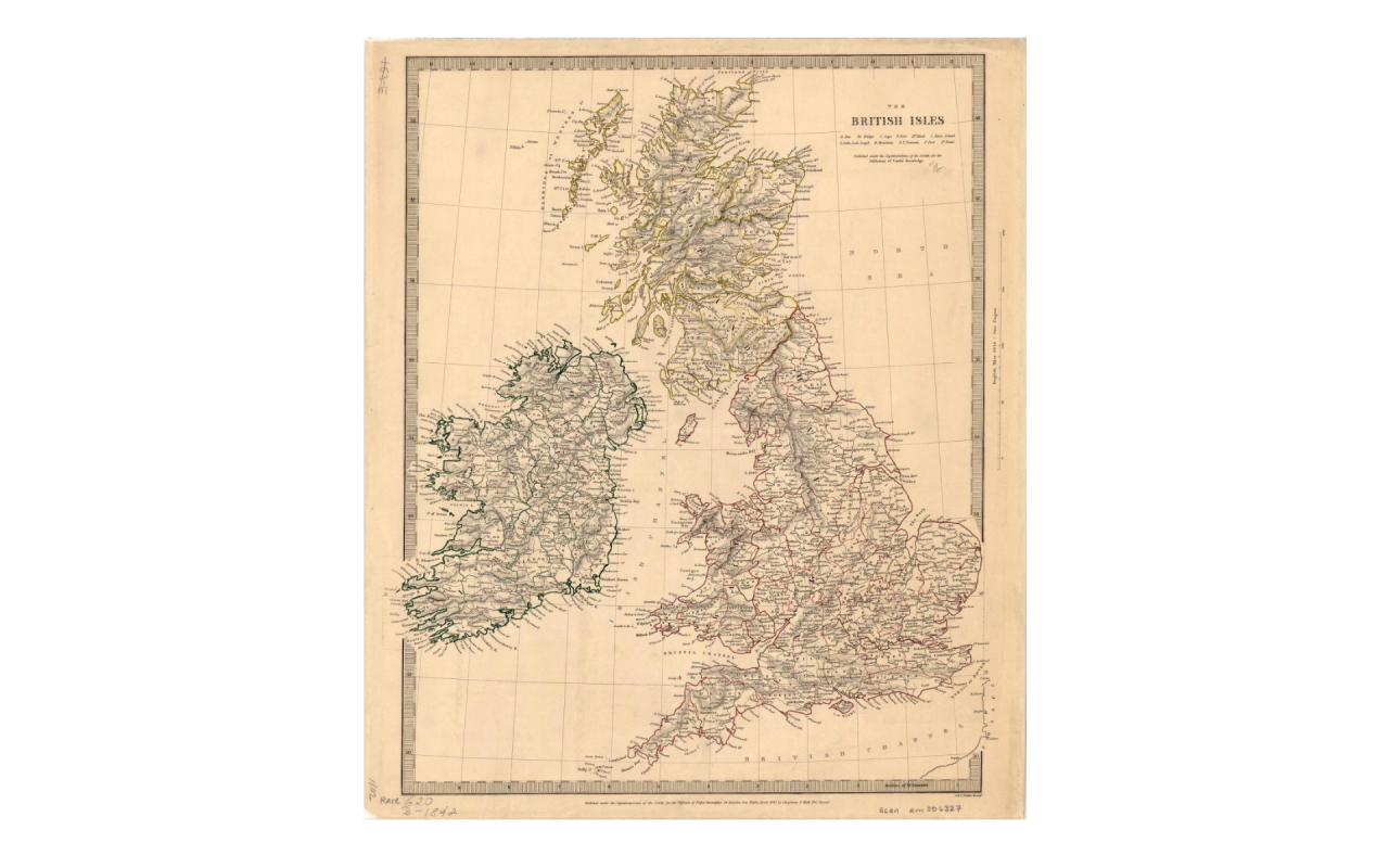 The British Isles (1842).png 대동여지도(1861)가 나오던 시기의 영국의 지도는 어땠을까?