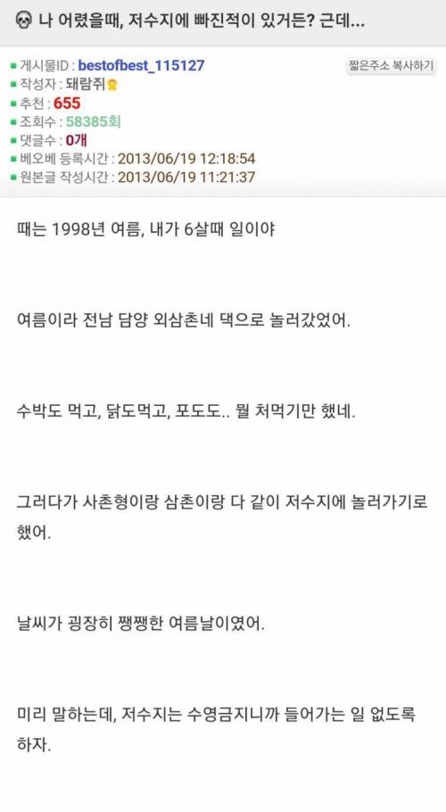 저수지에 빠진 썰