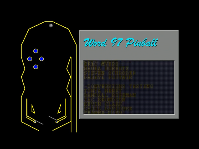 Word 97 SR-1 Easter Egg - Pinball 2-20 screenshot.png MS 오피스의 숨겨진 이스터에그