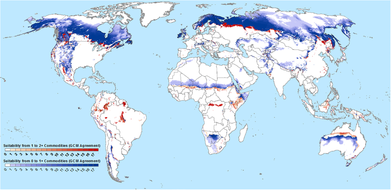 기온 상승 시 이용 가능해지는 경작지.png 세계 경작지 지도 / 토질 지도