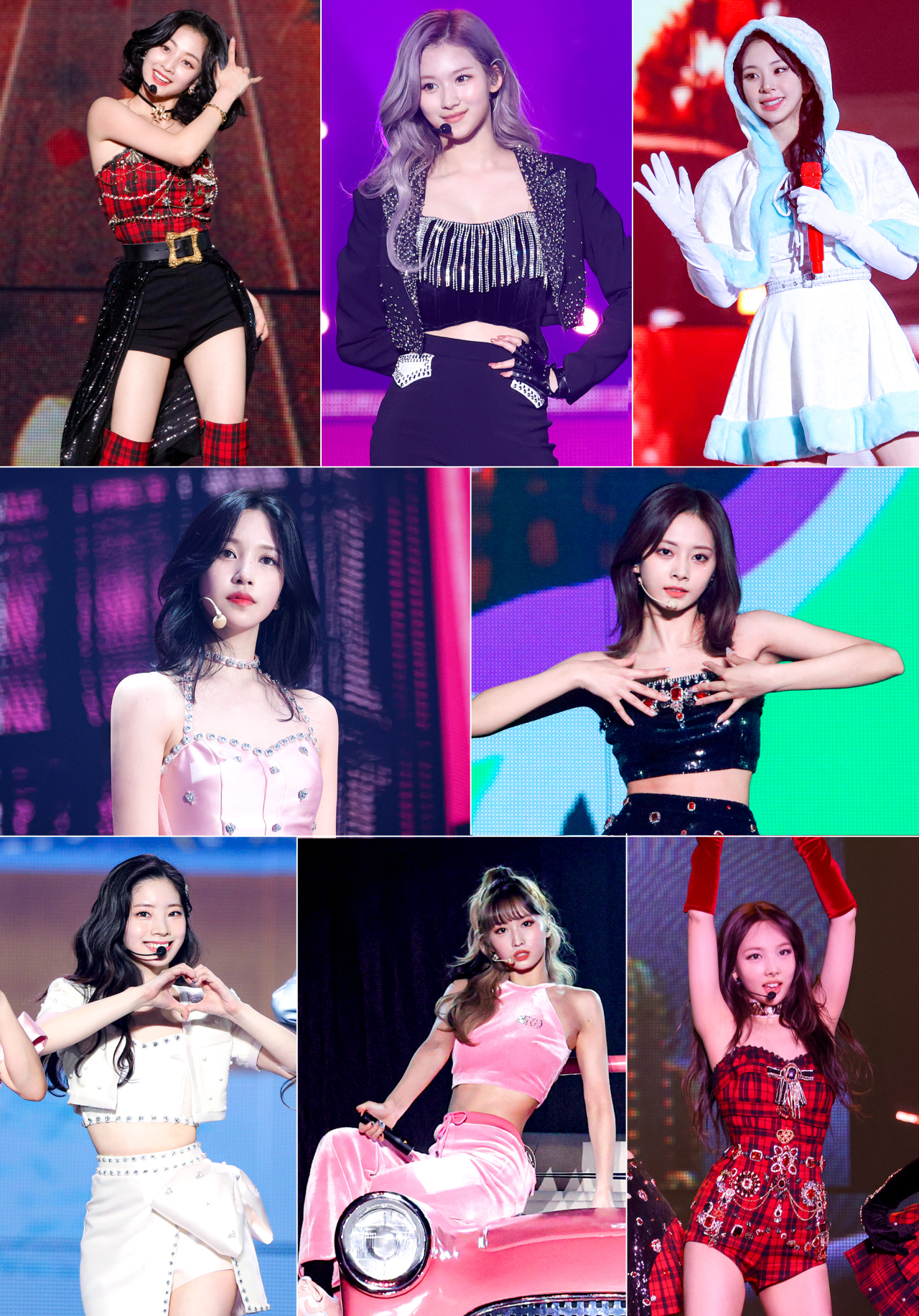 Girl group Twice performs during “Twice 4th World Tour ‘Ⅲ’” on Sunday. (JYP Entertainment)